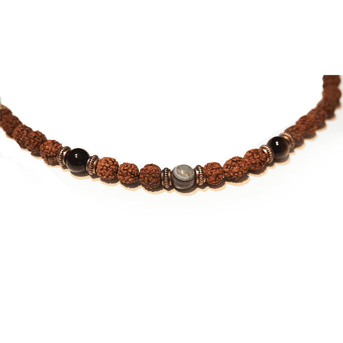 Collar de semilla de Rudraksha y Ágatas