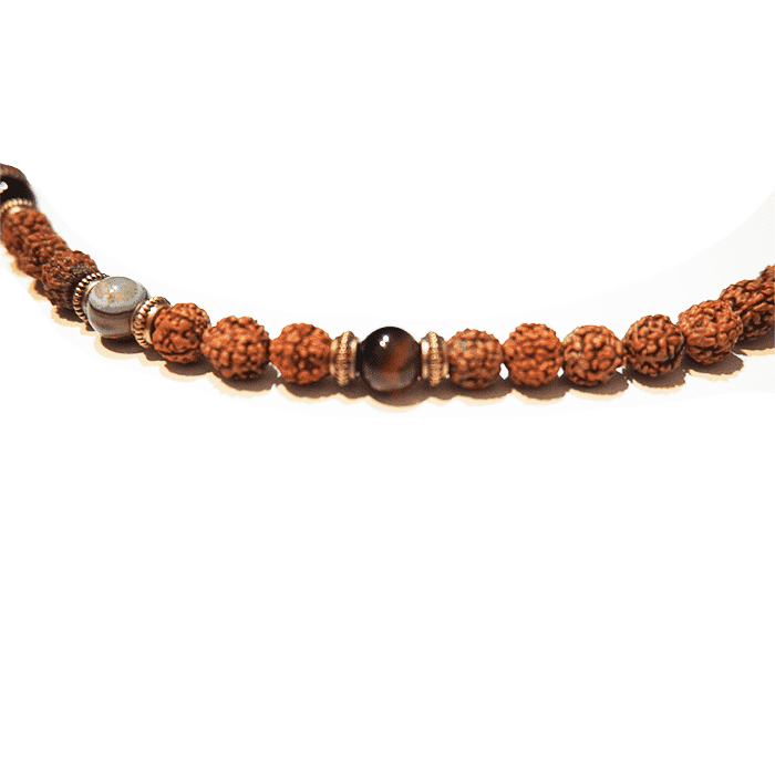 Collar de semilla de Rudraksha y Ágatas